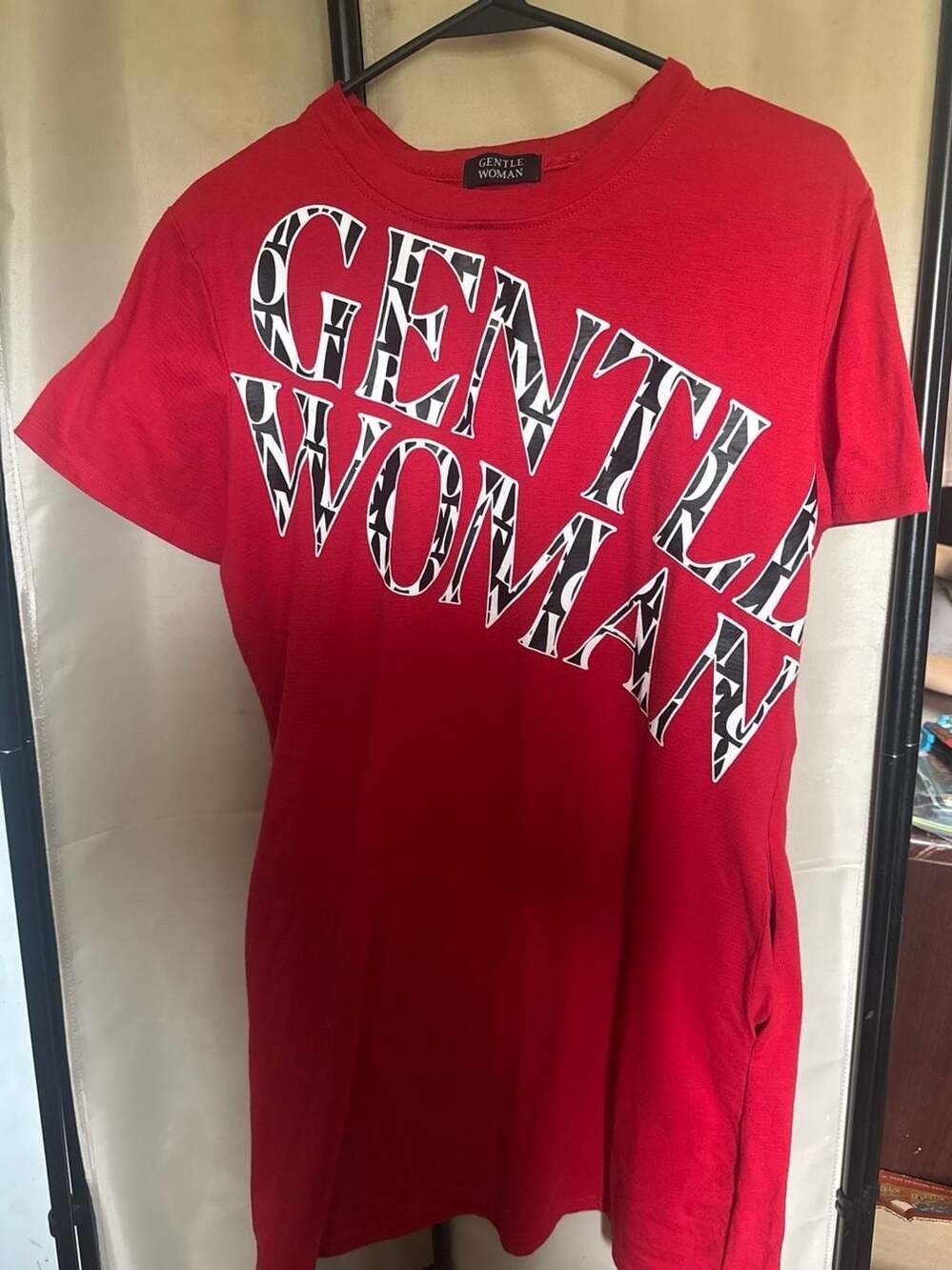 Gentle Woman Red Diagonal Logo T-Shirt Mini Dress with Pockets